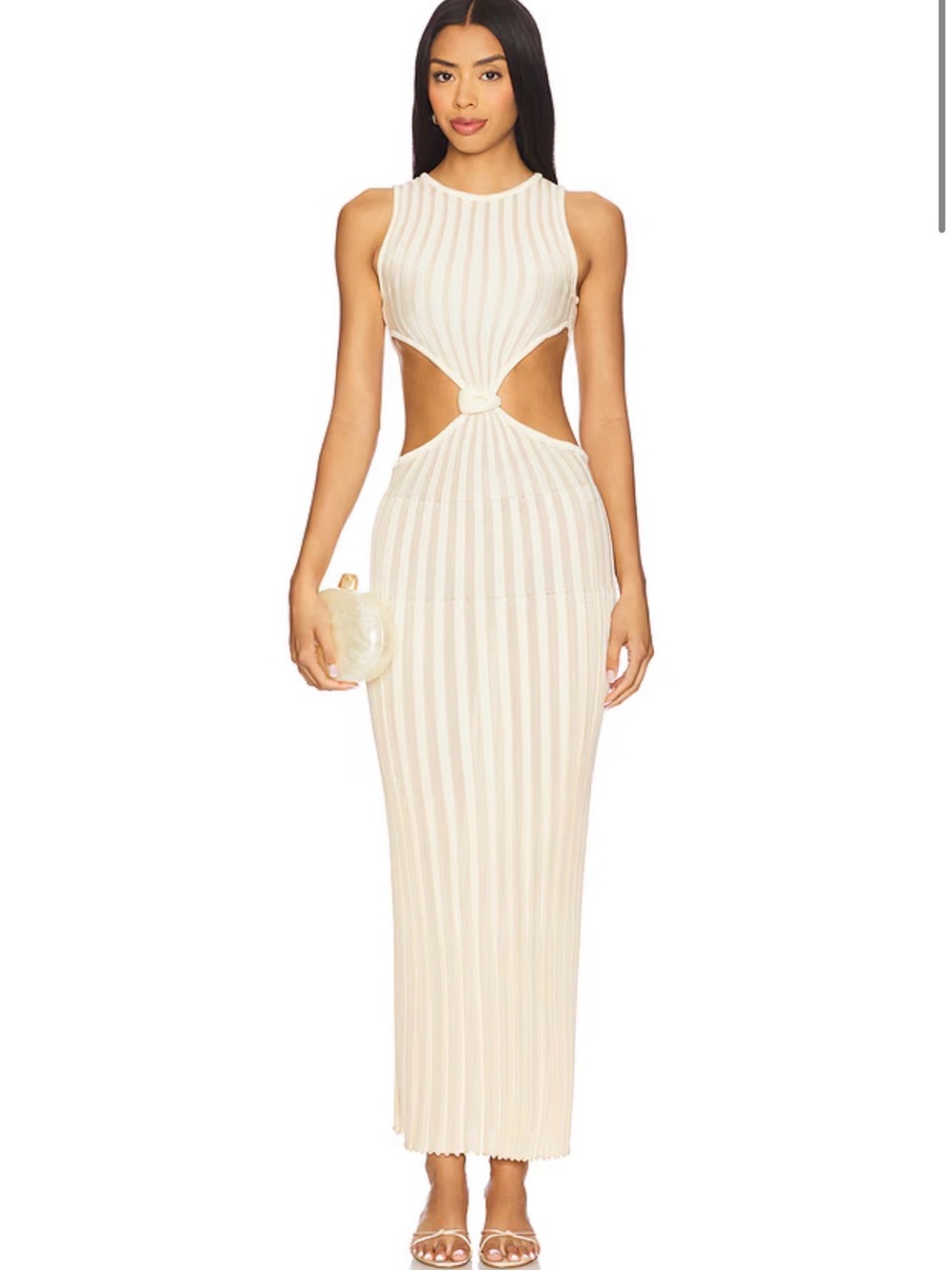 NWT BAOBAB Blade Dress Sleeveless Ivory Cutout Maxi Dress with Knot Detail